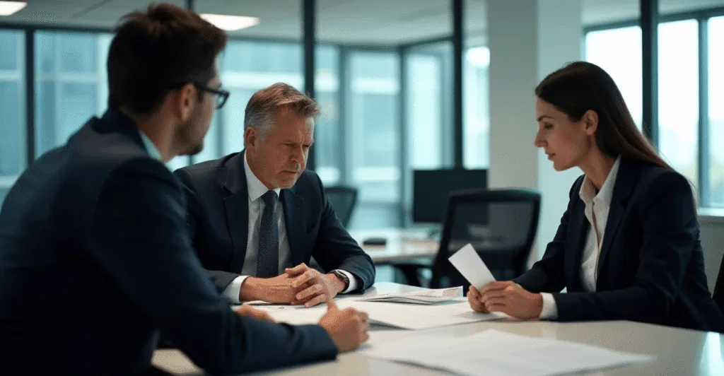 Employee benefits broker meeting with business owners