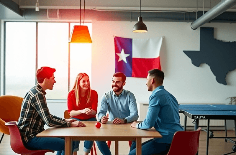 a group of people sitting around a table