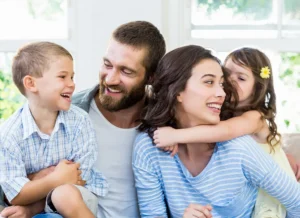 man with family