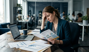 Employee reviewing a workplace benefits packet and considering how to ask their employer for better health insurance and employee benefits